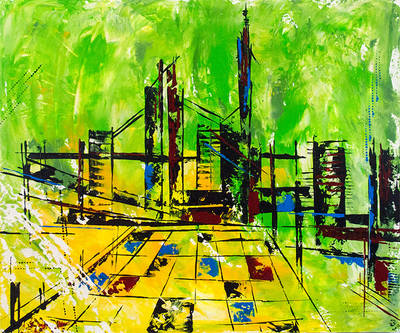 mit Gipsapplikation - 100 x 120 x 4 - Verkauft